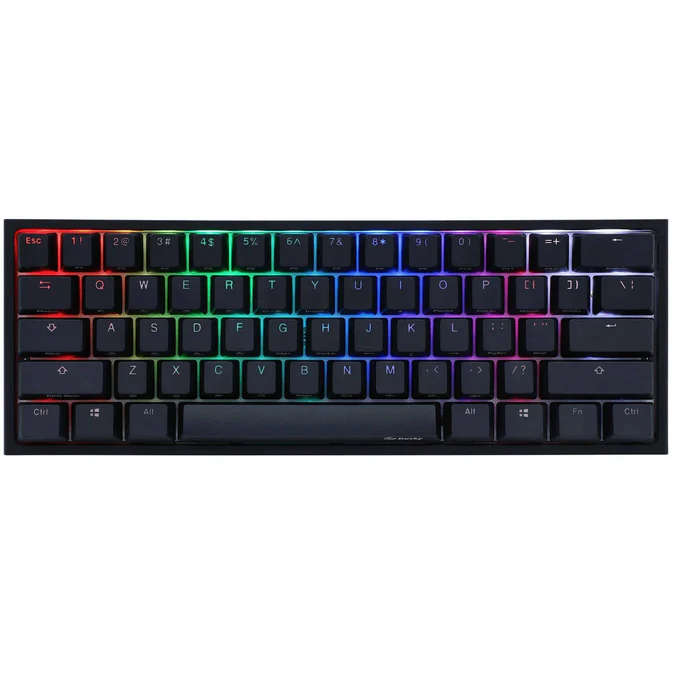 Ducky One 2 Pro Mini 60 Cherry MX Silent Red Linear Mechanical Wired Gaming Keyboard - Black
