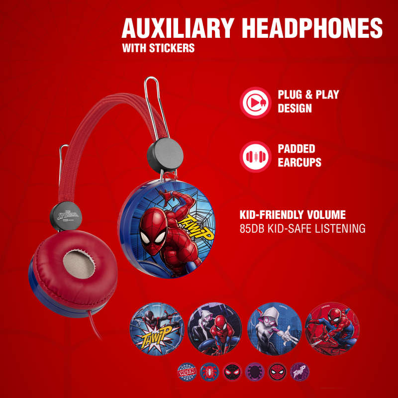 Spider-Man Auxiliary Headphones with Stickers