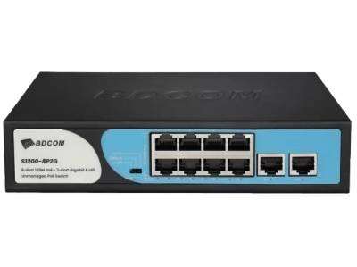 BDCOM 8-Port 100M PoE Switch (8-Port 100M PoE + 2-Port GE RJ45) 90W Po