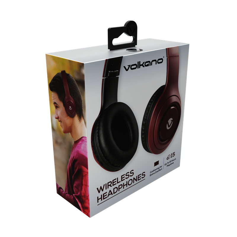 Volkano Firefly Series Bluetooth Headphones - Maroon