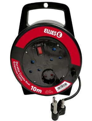 Ellies Heavy DUTY Medium Surge Protected Extention Reel 10m Black