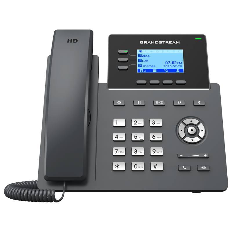 Grandstream 3-Line Gigabit Carrier Desk Phone With PoE, No PSU