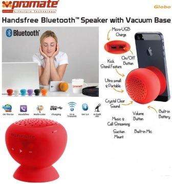 Promate Globo -2 ,Portable Bluetooth 3.0 Speaker with suction stand Colour: Red