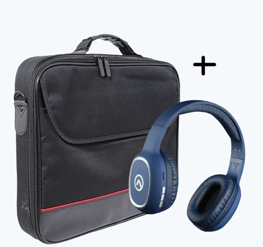 Amplify AMP-2008-BL Notebook Bag and VB-VLB200 Headset Bundle
