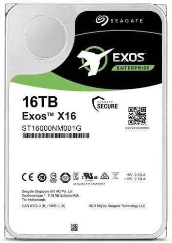 16TB Seagate Exos, Enterprise X16, SATA-6Gb/s, 512e/4Kn, 7200 RPM 256M