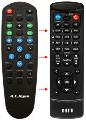 AC RYAN REMOTE FOR PV73500