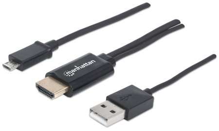 Manhattan MHL HDTV Cable - Micro-USB 5-pin to HDMI, with USB type-A power