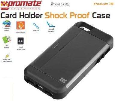 Promate Pocket.i5 iPhone 5 Shock Proof rubberized case with an in built card holder for iPhone 5/...