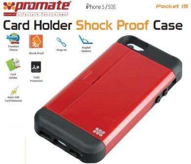 Promate Pocket.i5 iPhone 5 Shock Proof rubberized case with an built card holder for iPhone5 - Ma...