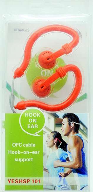Geeko Hook On Stereo Earphones - YESHSP-101-RED