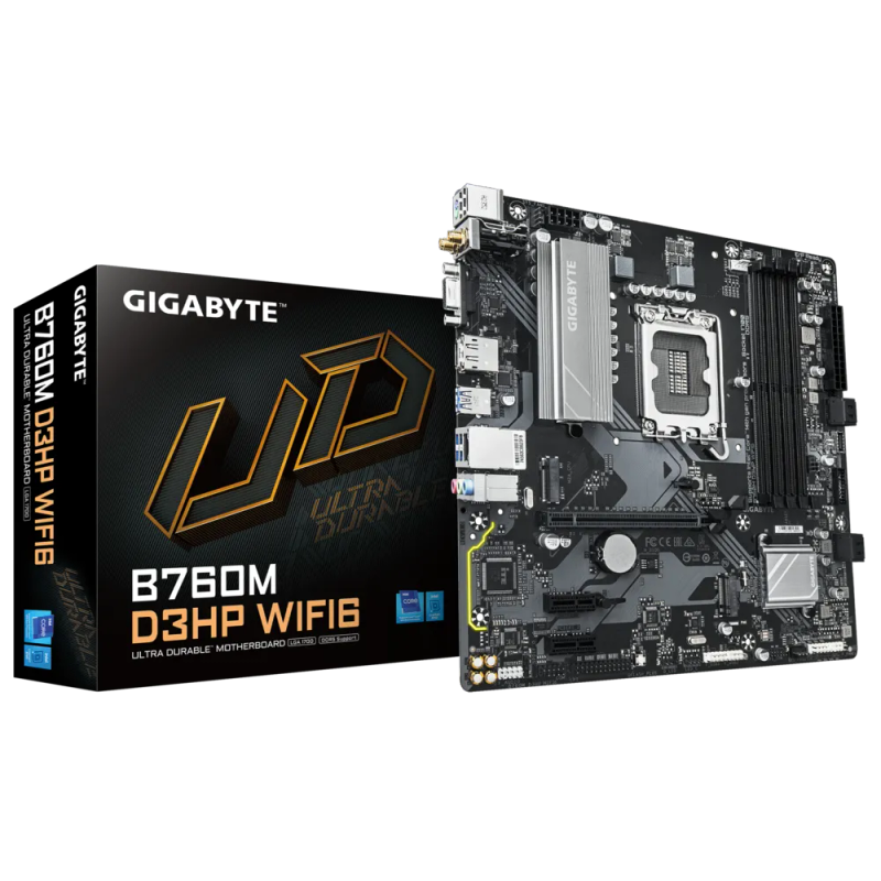 Gigabyte B760M D3HP Wifi6 B760 Express Chipset Gen 12/13/14 LGA 1700 Micro ATX Motherboard with WiFi