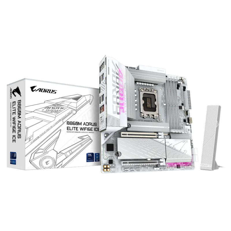 Gigabyte B860M Aorus Elite Wi-Fi Ice Intel Core Ultra Socket LGA 1851 mATX Motherboard - White