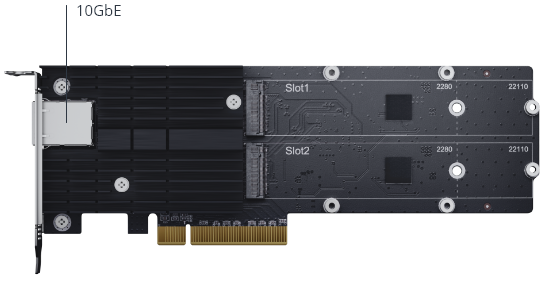 Single Port 10GBASE-T & M.2 SSD Combo Add-in Card; 10 Gbps; Full Duple