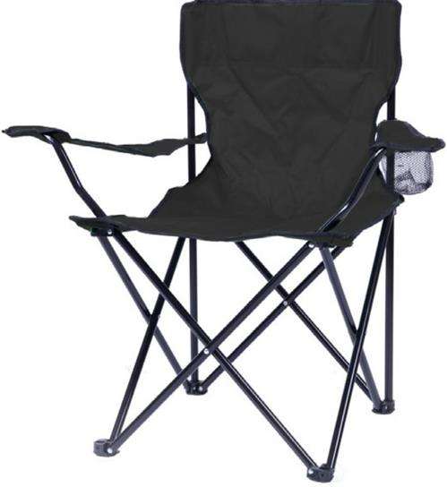 Totally Camping Chair Black -Strong And Durable Steel Frame - Holds Weight Up To 110kg