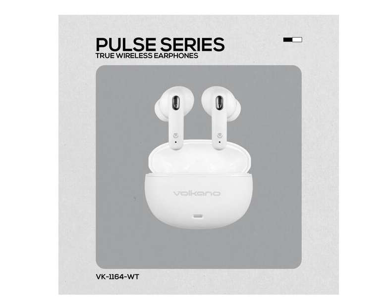 Volkano Pulse Series True Wireless Earphones with Charging Case - Whit