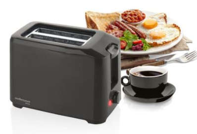 Mellerware Toaster, 2 Slice, 700W, Black, Plastic body, 7 color settings, Crumb tray, Black