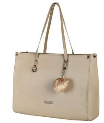 SupaNova Pompom Ladies Laptop Bag Taupe