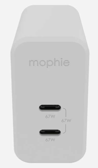 Mophie-Wall Adapter-USB-C-PD-DUAL-67W-GAN-White-EU (2xUSBC)