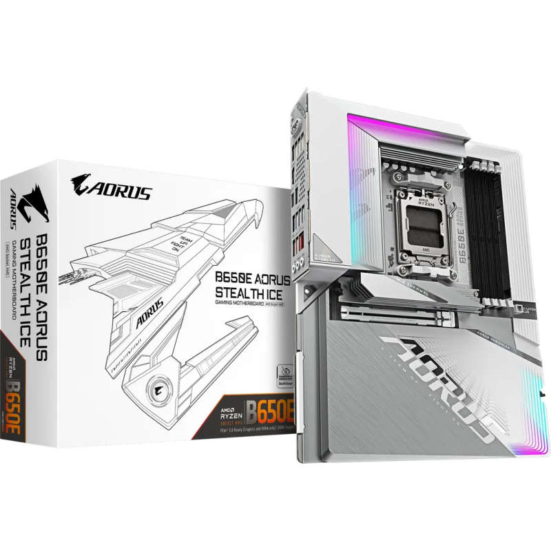 Gigabyte Motherboard AMD B650 Aorus Stealth Chipset for AMD AM5; 4x DDR5; 3x M2; HDMI/DP/USB Type...