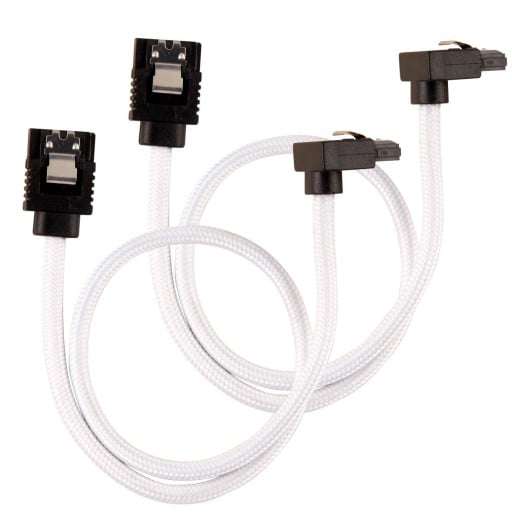 Corsair Premium Sleeved SATA 6Gbps 30cm 90° Connector White SATA Cable