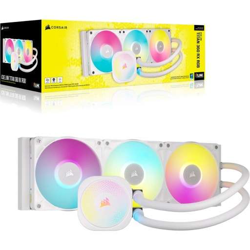 Corsair iCUE LINK TITAN 360 RX RGB 360mm White All-In-One Liquid CPU Cooler