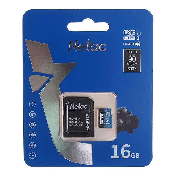 Netac P500 16GB MicroSD Memory Card with Adapter