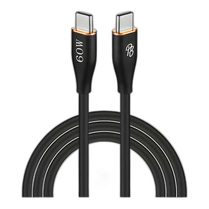 Pro Bass FlexiCord Series 2m 60W Type-C to Type-C Charging Cable - Black