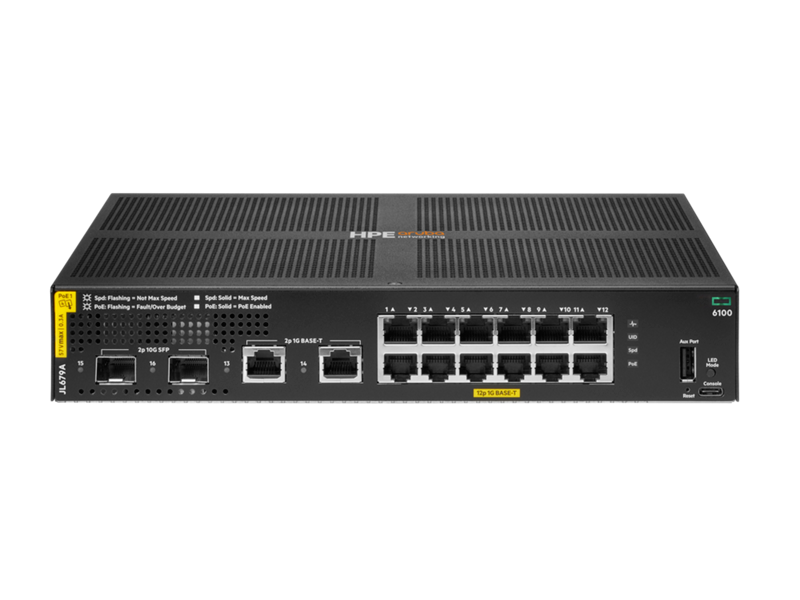 Aruba Networking CX 6100 12G Class4 PoE 2G/2SFP+ 139W Switch