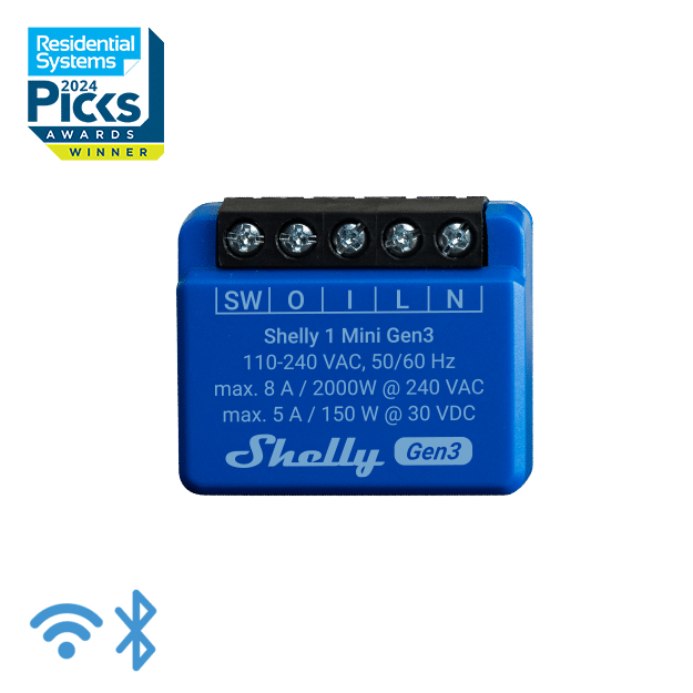 Shelly Smart Mini Wi-Fi Relay, 1 Channel, 8A