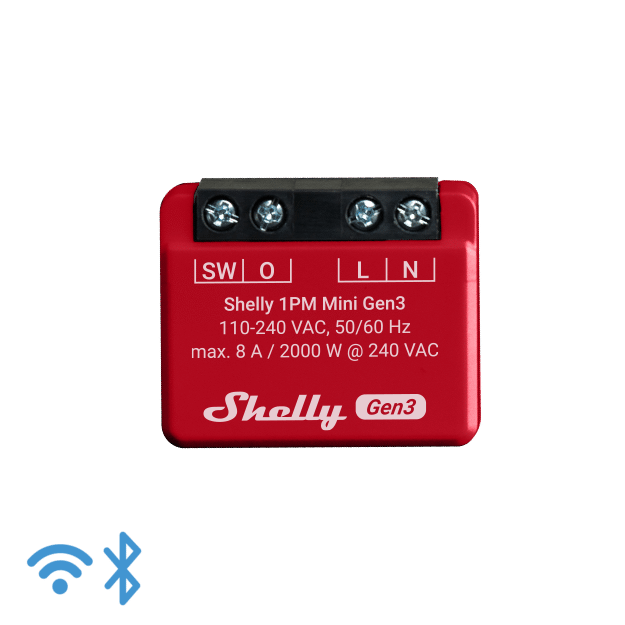 Shelly Smart Mini Wi-Fi Relay With Power Metering, 1 Channel, 8A