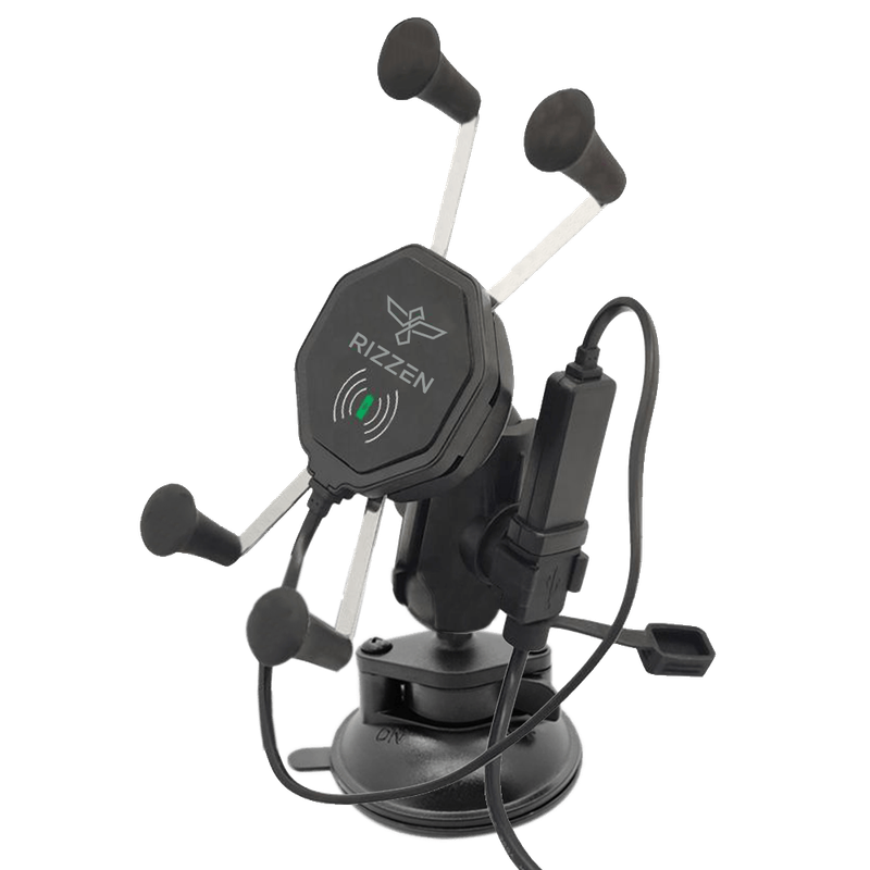 Rizzen X-Grip Wireless Charger + USB 3+9cm Arm + Suction Cup (Full Set)