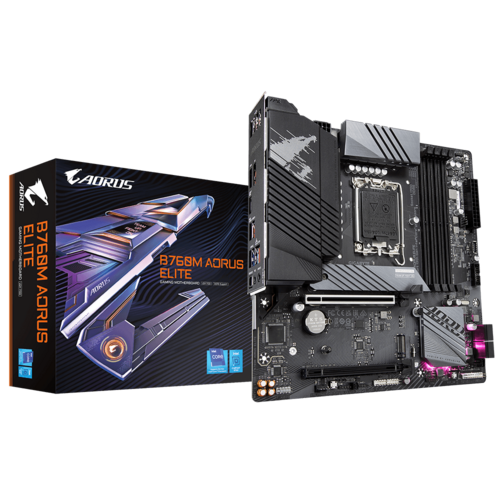 Gigabyte GA-B760M-AORUS-ELITE-AX-DDR4 B760M AORUS ELITE AX DDR4 Intel B760 Raptor Lake LGA 1700 M...