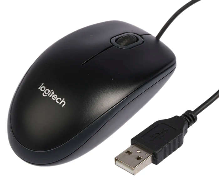 Logitech B100 Optical USB Mouse - Black/Grey - USB -Hendrix White Box B100