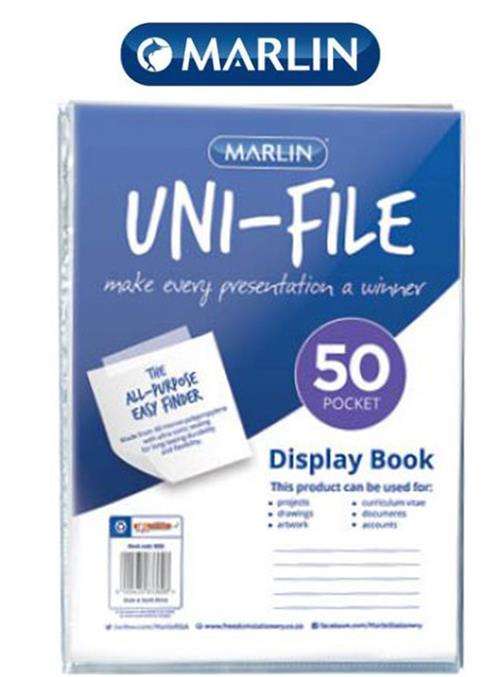 Marlin Uni File A4 All Purpose Flip File Display Book- 50 X Page Pocket