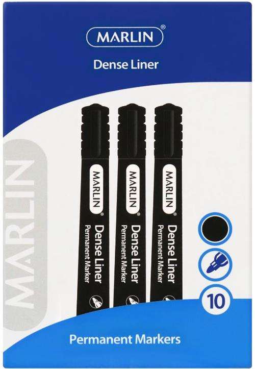 Marlin Dense Permanent Markers 10&apos;s Black