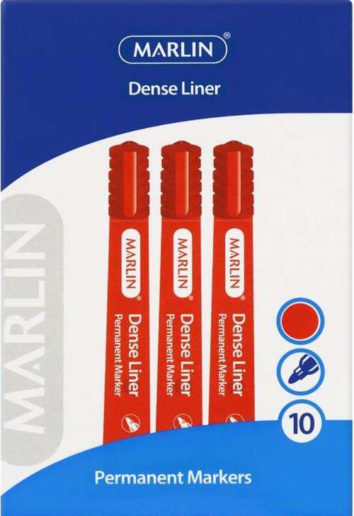 Marlin Dense Permanent Markers 10&apos;s Red