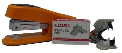 DLOffice Basic Mini Half Strip Stapler Set Orange - Includes Stapler , Stapler Remover And Mini B...