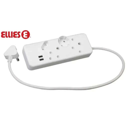 Ellies 4 Way Multiplug 2 x USB 2.4A - 0.4M
