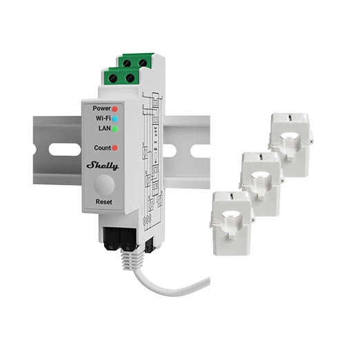 Shelly Pro 3EM (3-Phase Electricity Monitor) Relay With Three 120A Cla