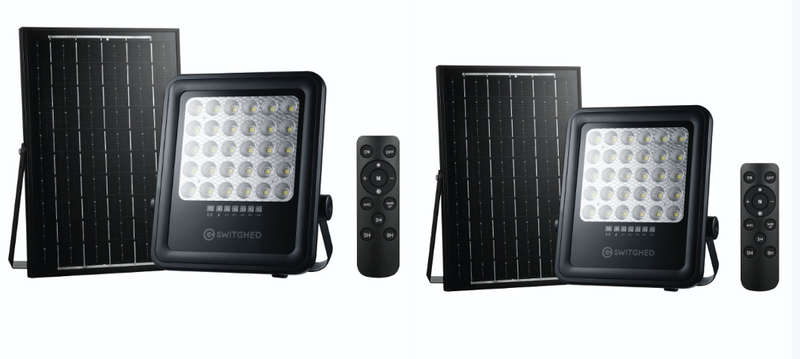 2 x SWITCHED  100W Solar Floodlight with Remote