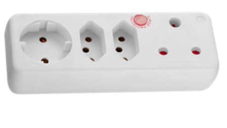 Ellies  4 Way Medium Surge adaptor with Schuko - White