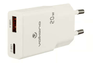 Volkano Mighty Series 20W Dual USB-A &amp; USB-C GaN Wall Charger