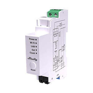 Shelly DIN Rail Mountable Two-Channel, Single-Phase Energy Meter with an Integrated Switch for Co...