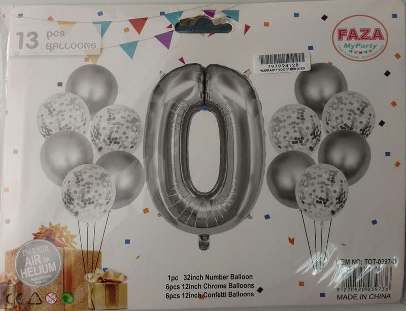 Casey 13pc Silver and White Balloon Set Nr.0