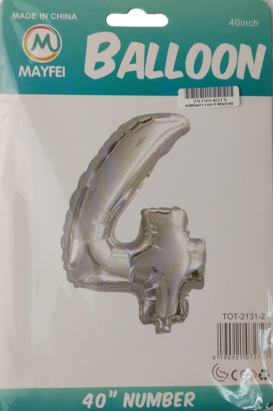 Casey 102cm Silver Balloon Number 4