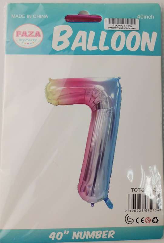 Casey 102cm Rainbow Balloon Number.7