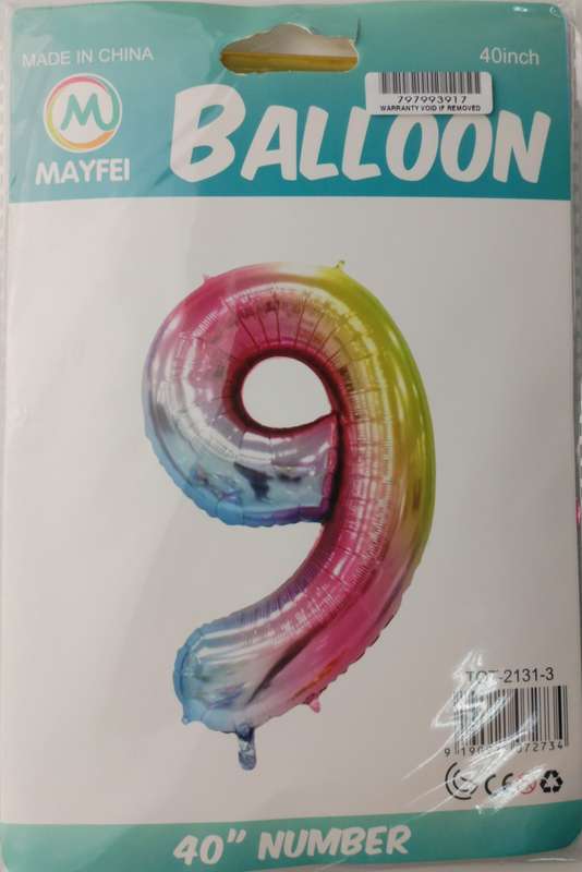 Casey 102cm Rainbow Balloon Number.9