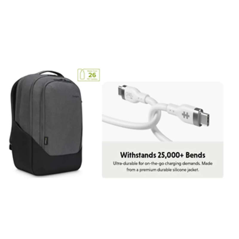 Targus Cypress Eco Backpack 15.6 with USB-C To USB-C 240W Charging Cable