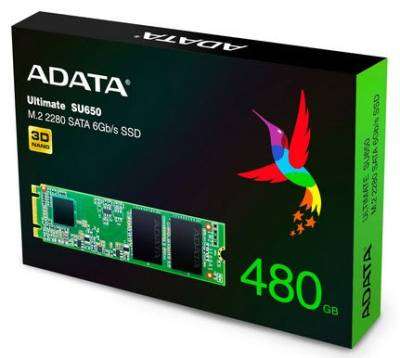 Adata SU650 series 480Gb NGFF (M.2) 3D TLC SSD type 2280 - 22x80x3.5mm (single sided)