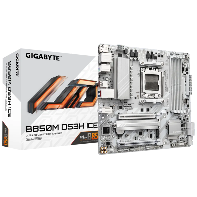 Gigabyte B850M DS3H ICE B850 Chipset AMD Ryzen AM5 Socket Micro ATX Motherboard
